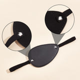Imitation Leather Single Eye Masks, Pirate Style One-eyed Patch, with Alloy Finding, Black, 190mm, 4pcs/bag