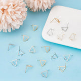 20Pcs 2 Colors Brass Stud Earring Findings, with Horizontal Loops, Triangle, Long-Lasting Plated, Nickel Free, Platinum & Golden, 12.5x12x1mm, Hole: 1mm, Pin: 0.8mm, 10Pcs/color
