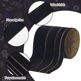 12M 4 Styles Single Face Velvet Ribbon, Polyester Stripe Edged Ribbon, Clothes Accessories, Black, 3/8~1-1/2 inch(10~38mm)