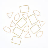 30Pcs 3 Style Brass Pendants, Nickel Free, Rectangle & Triangle & Open Teardrop, Real 18K Gold Plated, 18x12x1mm, Hole: 0.5mm