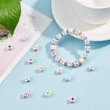 Craft Acrylic European Beads, Large Hole Cube Beads, with Constellation/Zodiac Sign, Mixed Color, 7x7x7mm, Hole: 4mm, about 500pcs/bag