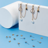 304 Stainless Steel Stud Earring Findings, with Ear Nuts, Round, Golden & Stainless Steel Color, Stud Earring Findings: 40pcs/box, Ear Nuts: 40pcs/box