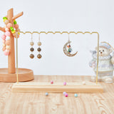 Wood Earring Displays, with Iron Findings, Golden, Finish Product: 22x5x14.4cm, about 2pcs/set