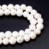 Grade A Natural Cultured Freshwater Pearl Beads Strands, Potato, Creamy White,  8~9.5x8.5~11.5x5~7.5mm, Hole: 0.7mm, about 20~21pcs/strand, 6.69 inch~7.09 inch(17cm~18cm)