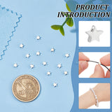 24Pcs Sterling Silver Beads, Star, with 1Pc Suede Fabric Square Silver Polishing Cloth, Silver, Bead: 4x4x1.8mm, Hole: 0.7mm