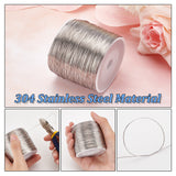 304 Stainless Steel Wire, Round, Stainless Steel Color, 26 Gauge, 0.4mm, about 820.21 Feet(250m)/Roll