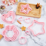 3 Sets 3 Style Plastic Mold, Cookie Cutters, Cookies Moulds, DIY Biscuit Baking Tool, Heart/Star/Flower, Mixed Shapes, 33~131x36.5~135x13mm, Inner Diameter: 25~122x27~127mm, 6pcs/set, 1 set/style