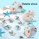 12Pcs 3 Style Handmade Ornament Accessories, Plastic Beaded Appliques, with Rhinestone, for DIY Clothes, Bag, Shoes Decoration, Starfish & Conch & Shell Shape, Mixed Color, 32~45x29~40x7~10mm, 4pcs/style