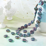 1 Strand Electroplate Non-magnetic Synthetic Hematite Beads Strands, Matte Style, Flat Round with Tree of Life, Multi-color Plated, 12~12.5x4~4.5mm, Hole: 1mm, about 32pcs/strand, 15.74 inch