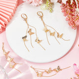 10Pcs Brass Butterfly Tassel Big Pendants, for DIY Jewelry Making, Real 18K Gold Plated, 80mm, Hole: 1.8mm
