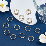 30Pcs Brass Jump Rings, Open Jump Rings, Textured, Twisted Ring, Real 18K Gold Plated, 15 Gauge, 14x1.5mm, Inner Diameter: 11mm