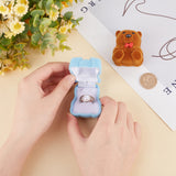 2Pcs 2 Colors Bear-Shaped Plastic Flocking Boxes, with Mat Inside, for Earrings, Rings, Necklaces Storage, Mixed Color, 5.3x4.4x3.8cm, 1pc/color