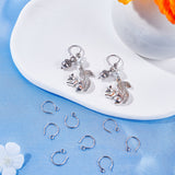 5 Pair 925 Sterling Silver Earring Hooks, Ear Wire, with Horizontal Loops, Platinum, 12.3mm, Hole: 1mm, Pin: 0.8mm