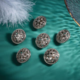 12Pcs Hollow Alloy 1-Hole Buttons, for Sewing Crafting, Half Round, Platinum, 22x12mm, Hole: 2mm