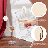 60Pcs Wooden Wine Glass Charms, Goblet Marker, Blanched Almond, 40x3mm