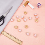 15Pcs Alloy Shank Buttons, with ABS Plastic Imitation Pearl Beads, Heart, Pink, 21.5x22.5x11mm, Hole: 2.5mm