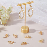 12Pcs Brass with Crystal Rhinestone Clip-on Earring Findings, Screw Earring Converters for Non-pierced Ears, with 12Pcs Silicone Clip on Earring Pads, Real 18K Gold Plated, 16x16x5mm