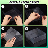 Transparent Plastic PVC Box Gift Packaging, Waterproof Folding Box, Clear, Square, 16x16x5.5cm, Unfold: 27.1x27.1x0.03cm