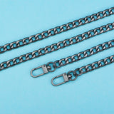 Bag Strap Chains, Iron Curb Link Chains, with Swivel Lobster Claw Clasps, Gunmetal, 63 inch(160cm), 0.95cm