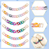 4pcs 2 styles Rainbow Color Acrylic Shoe Decoration Curban Chains, with Alloy Clasps, Mixed Color, 225~245mm, 2pcs/style