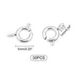 30Pcs 304 Stainless Steel Spring Ring Clasps, Manual Polishing, Necklace Design Materials, Stainless Steel Color, 5mm, Hole: 1mm