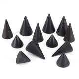 12Pcs 3 Style Wooden Finger Ring Display Stands, Cone Shaped, Black, 3x3cm, 4pcs/style