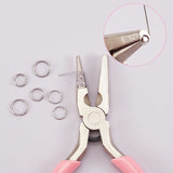 45# Carbon Steel Jewelry Pliers, Wire Looping Pliers, Concave and Round Nose Pliers, Pink, 12.4x6.25x0.95cm, 1pc/set