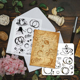 1Pc Coffee Theme Carbon Steel Cutting Dies Stencils, 1Pc PET Hollow Out Drawing Painting Stencils, 1 Sheet Custom PVC Plastic Clear Stamps, Tableware, 116~200x81~200x0.8~3mm