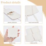 Custom Fiber Velvet Jewelry Bags, Square with Drawstring, Antique White, 8x8cm