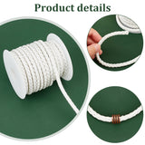 10M Round Imitation Leather Braided Cords, White, 5.5mm, about 10.94 Yards(10m)/Roll