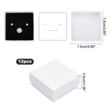 Cardboard Jewelry Boxes, with Black Sponge, for Jewelry Gift Packaging, Square, White, 7.5x7.5x3.5cm