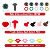 1Box Craft Plastic Doll Eyes & Nose & Lip Set, Doll Making Supplies, Mixed Color, 140pcs/box