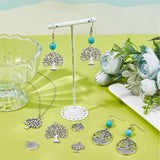 56Pcs 14 Styles Tibetan Style Alloy Pendants, Tree of Life Charm, Antique Silver, 13.5~42x10~38x1~2.5mm, hole: 1.5~2.5mm, 4pcs/style