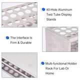 40-Hole 201 Stainless Steel Test Tube Display Stands, Multi-functional Holder Rack, Rectangle, Stainless Steel Color, 93x220x95mm, Hole: 16mm