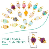 140Pcs 7 Colors Electroplate Glass Beads Pendant, with Brass Findings, Faceted Rondelle, Mixed Color, 12x5.5mm, Hole: 1.4mm, 20pcs/color