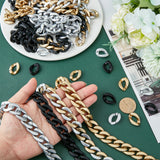 4 Strands 4 Colors Handmade Spray Painted Acrylic Curb Chains, Quick Link Chains, Mixed Color, Link: 22x16x5.3mm, about 3.28 Feet(1m)/strand, 1 Strand/color