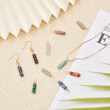 32Pcs 8 Style Natural & Synthetic Gemstone Pendants, with Golden Tone Copper Wire Wrapped, Column Charm, 18.5~20x5~5.5mm, Hole: 2.5mm, 4pcs/style, 32pcs/box