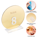 Acrylic Digital Seat Board Seat Card, for Wedding, Restaurant, Birthday Party Table Decorations, Flat Round, Gold, finished product: 46x280x123.5mm