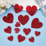 4 Styles Heart Hotfix Rhinestone Appliques, Resin Rhinestone, Indian Red, 24~52x25~53x2~2.5mm, 28pcs/box