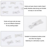 48 Sets 3 style Cloth Clover Brass Buckles, Sewing Hooks and Eyes Closure, for Bra Clothing Trousers Skirt Sewing DIY Craft, White, 17.5~36x11~14x2~8.5mm, Hole: 2~3x4.5~5mm, 12sets/style