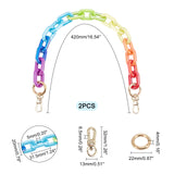 Bag Chains Strap, with Opaque Acrylic Linking Rings, Alloy Spring Gate Rings & Swivel Clasps, for Bag Replacement Accessories, Colorful, 420mm