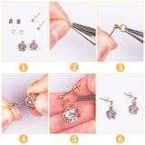 30Pcs Brass Stud Earring Findings, with Loop, with 30Pcs Brass Ear Nuts, Golden, 15x5x3mm, Hole: 1mm, Pin: 0.7mm