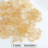 Alloy Open Back Bezel Pendants, For DIY UV Resin, Epoxy Resin, Pressed Flower Jewelry, Diamond, Golden, 20pcs/box