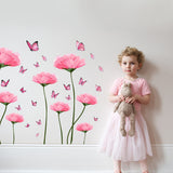 PVC Wall Stickers, Wall Decoration, Flower/Butterfly Pattern, Flower Pattern, 860x290mm