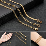 3Pcs 3 Styles 304 Stainless Steel Chain Necklaces, with Lobster Claw Clasps, Golden, 1pc/style