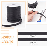 22.5 Yards Flat PU Leather Cords, for Garment Accessories, with 1Pc Plastic Empty Spool, Black, 10x0.8mm