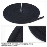 Plastic Shaper Pipings, with Cotton Cloth Outsourcing, Garment Accessories, Black, 10mm, 12 yards/roll