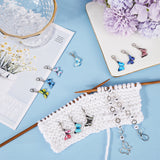 DIY Knitting Tool Sets, including Butterfly Alloy Enamel Pendant Stitch Markers & Beaded Knitting Row Counter Chains, Mixed Color, 3.3~23.2cm, 11pcs/set