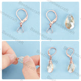 50Pcs 304 Stainless Steel Leverback Earring Findings, with Ice Pick Pinch Bails, Rose Gold, 24mm, Pin: 0.7mm and 0.5mm