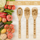 6Pcs Bamboo Spoons & Knifes & Forks, Flatware for Dessert, Mushroom, 60x300mm, 6 style, 1pc/style, 6pcs/set